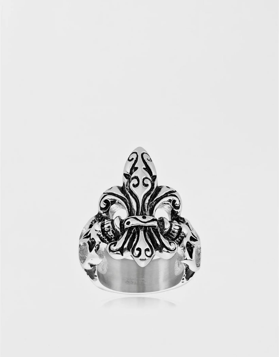 Bijoux American Eagle Antique Stainless Steel Fleur De Lis Skull Ring Argent Homme | HYM-38907160